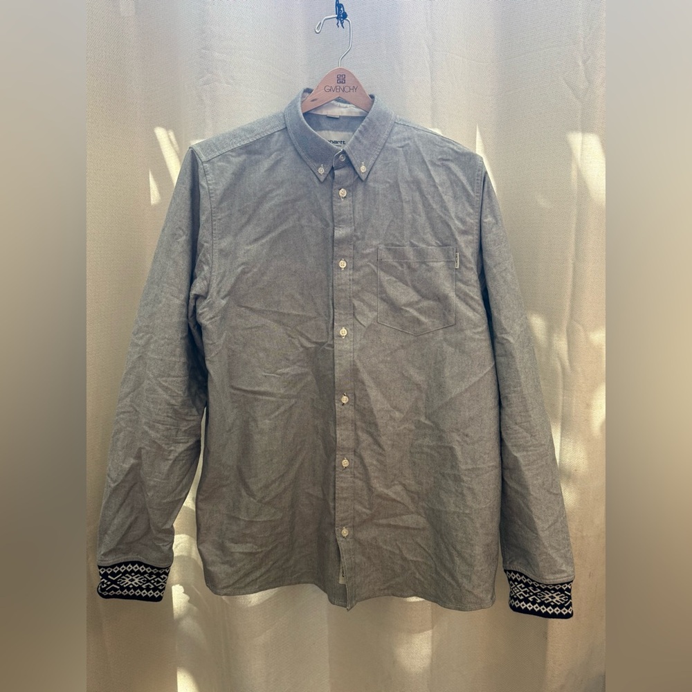 Carhartt WIP light grey Dave L/S Oxford Shirt sz m XL